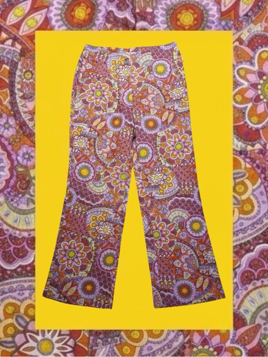 Billabong Pants - Billabong X Smiley Retro Festival Boho Floral Psychedelic Linen Blend Pants 27